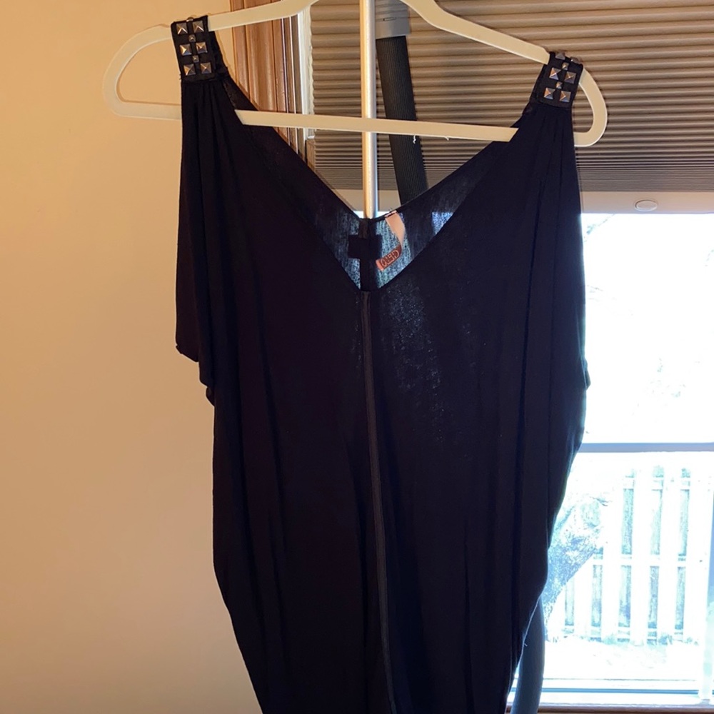 Black metal embellished shirt